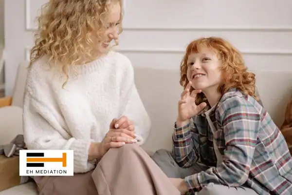 Happy mother and child after sorting child arrangements mediation Ashton-under-Lyne