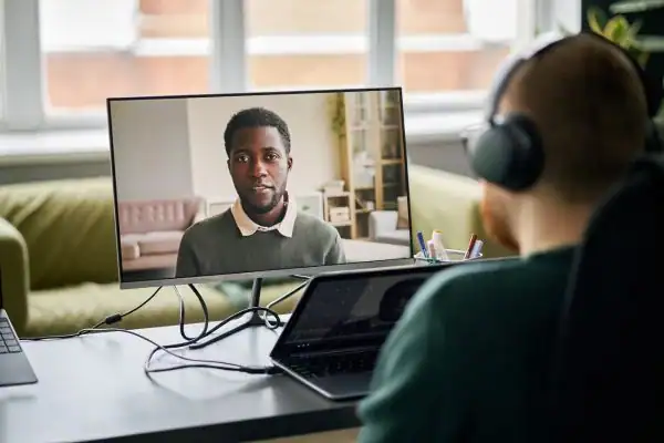 Man attending online mediation Ashton-under-Lyne MIAMS session